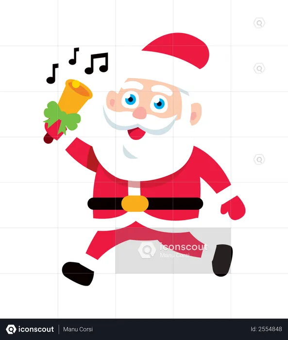 Santa Claus playing bell  Illustration