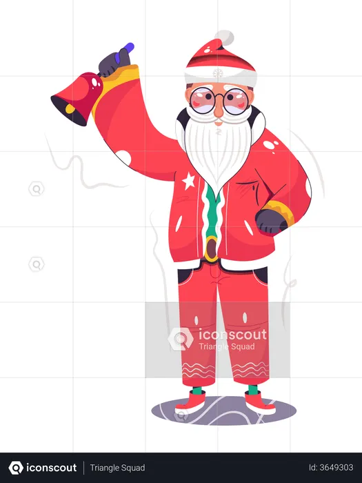 Santa Claus ringing the Christmas bell  Illustration