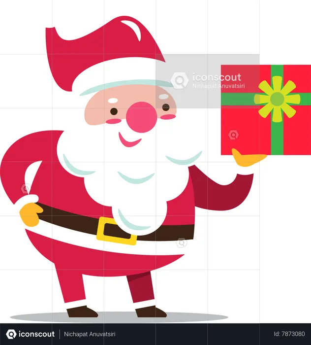 Santa Claus showing Christmas gift box  Illustration