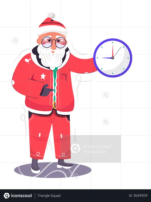 Santa Claus showing the Christmas starting time  Illustration