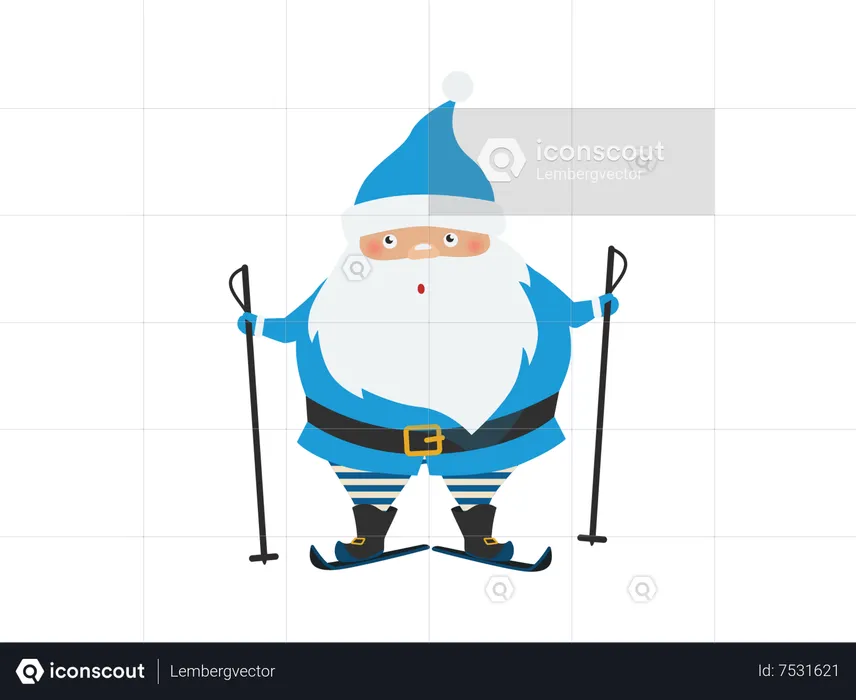 Santa Claus Skiing  Illustration