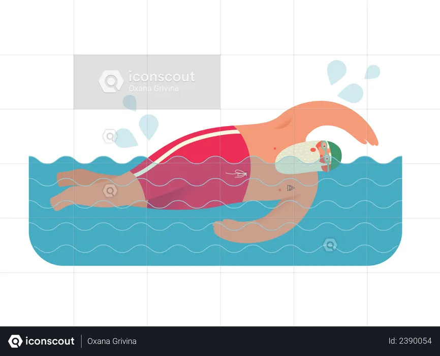 Santa Claus swimming  Illustration
