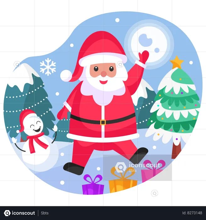 Santa Claus waiving hand  Illustration