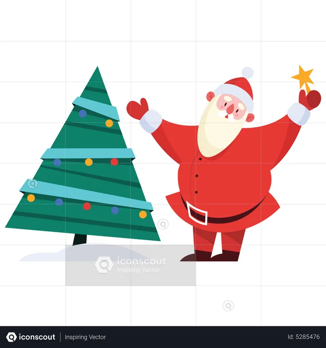 Santa claus with christmas tree  Illustration