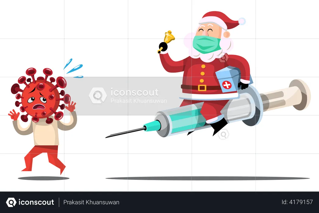 Santa Claus with coronavirus vaccine  Illustration
