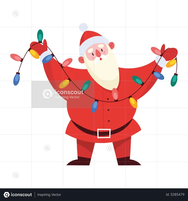 Santa claus with decoration light  Illustration