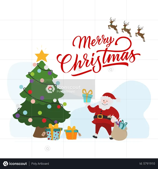 Santa Claus with gift  Illustration