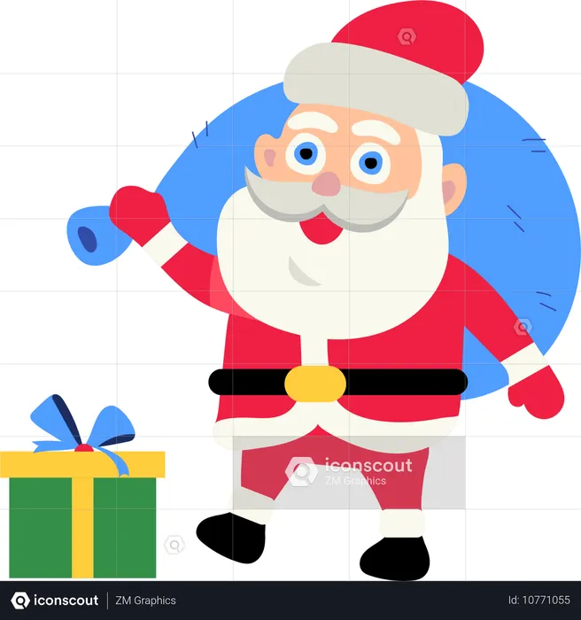 Santa Claus with gift bag  Illustration