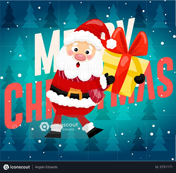 Santa Claus with Gifts  Illustration
