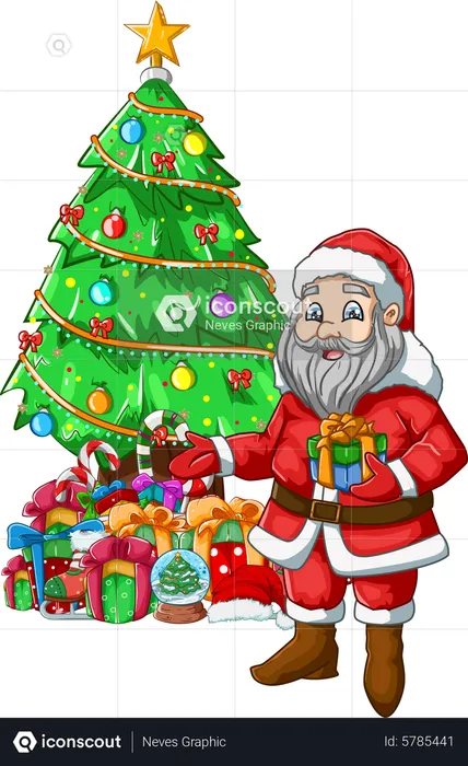 Santa Claus with gifts  Illustration