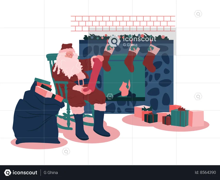 Santa claus with gifts  Illustration