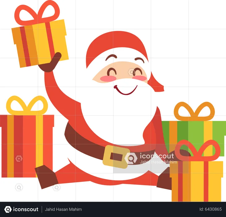 Santa claus with gifts on christmas  Illustration