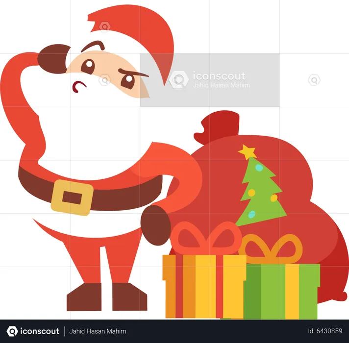 Santa claus with gifts on christmas holiday  Illustration
