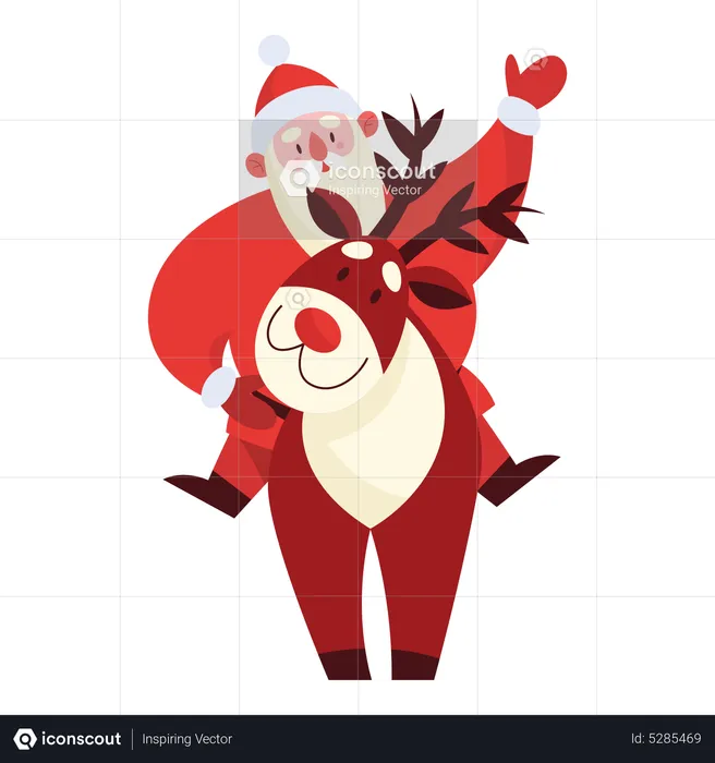 Santa claus with reindeer  Illustration