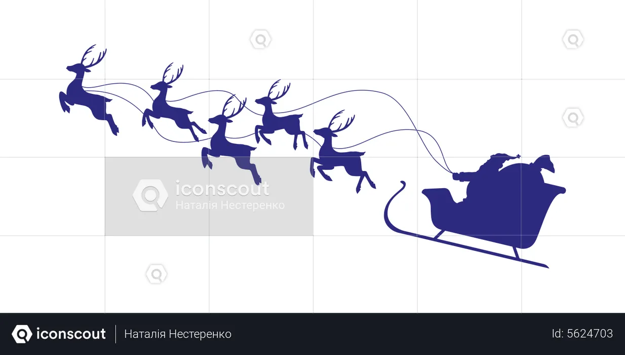 Santa claus with reindeers silhouette  Illustration