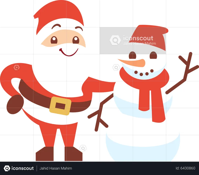 Santa claus with snowman  Illustration