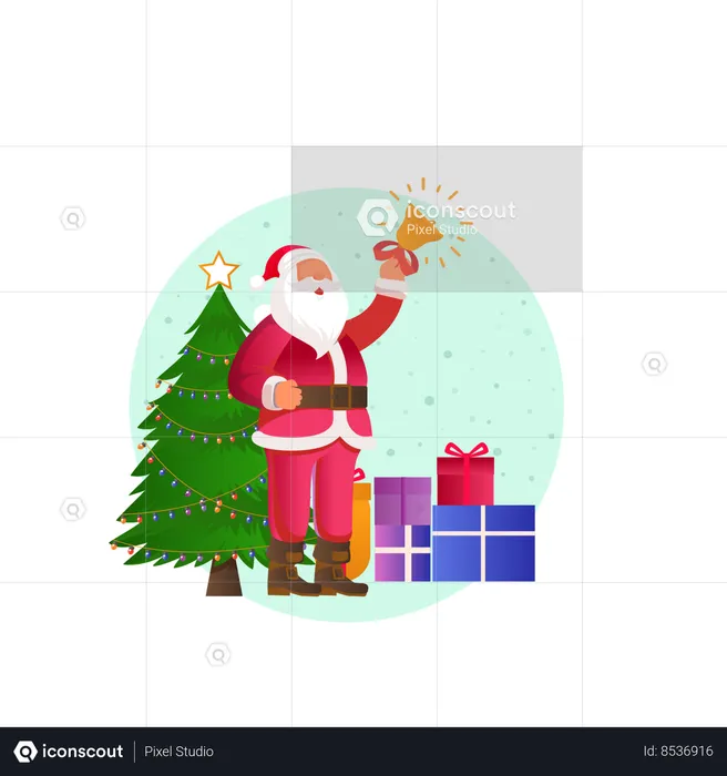 Santa con arbol de navidad  Ilustración