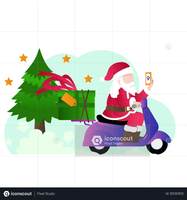 Santa delivered Christmas gift  Illustration