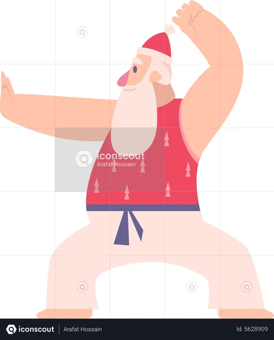 Santa Doing Karate  Illustration