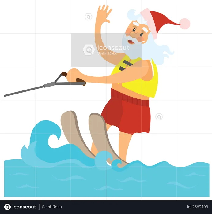 Santa enjoying surfing  Illustration