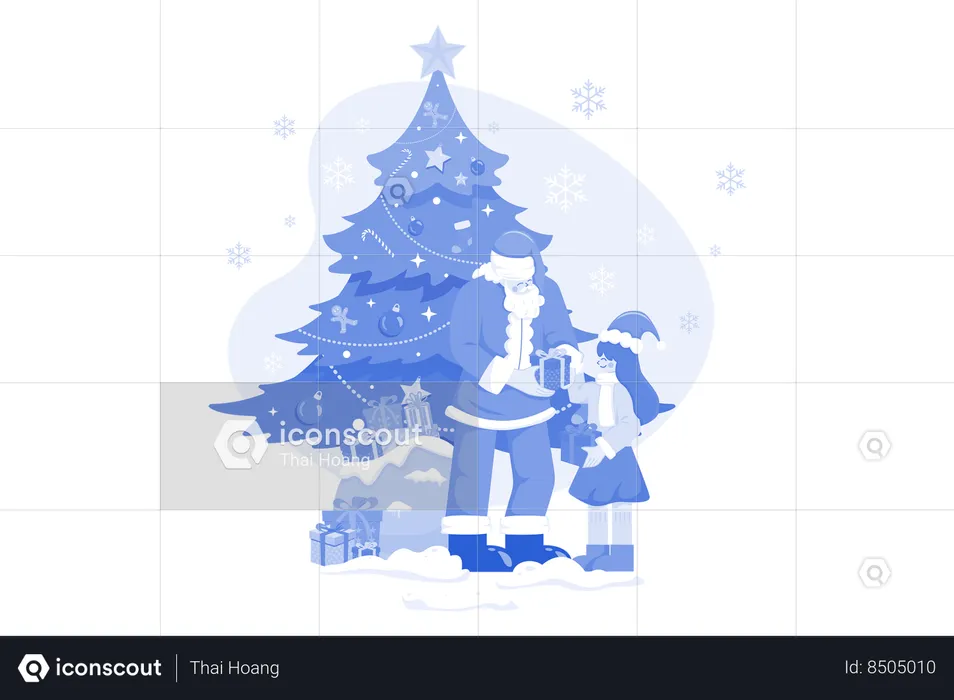 Santa Giving Christmas Gifts  Illustration