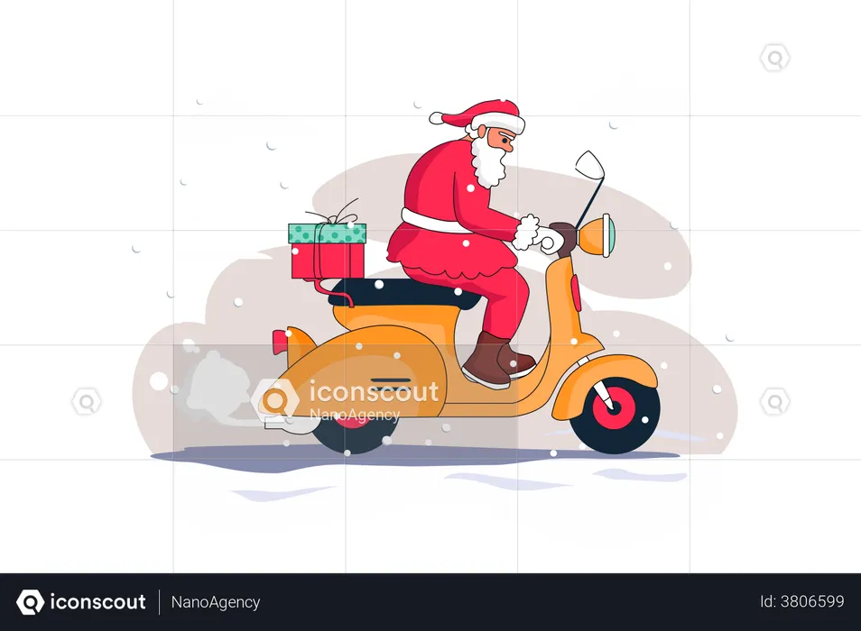 Santa going for gift delivery  Illustration