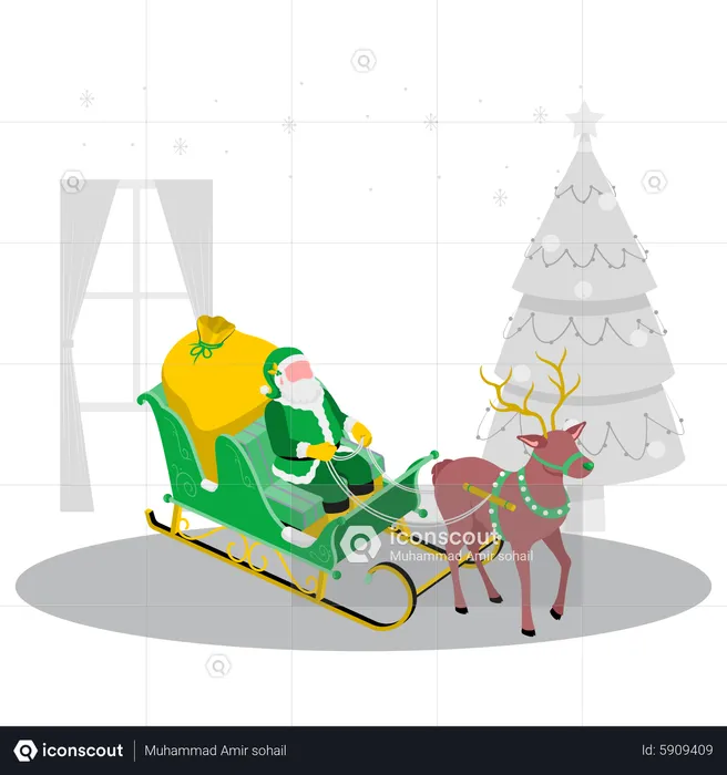 Santa going to deliver gifts  Illustration