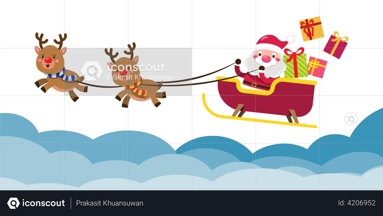 Santa going to distribute gifts  Illustration