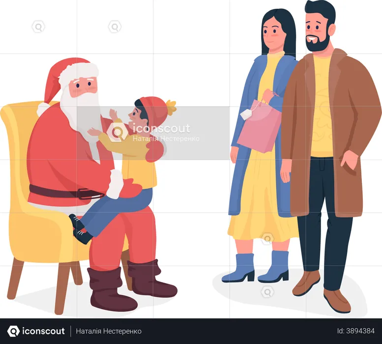 Santa greeting to kid  Illustration