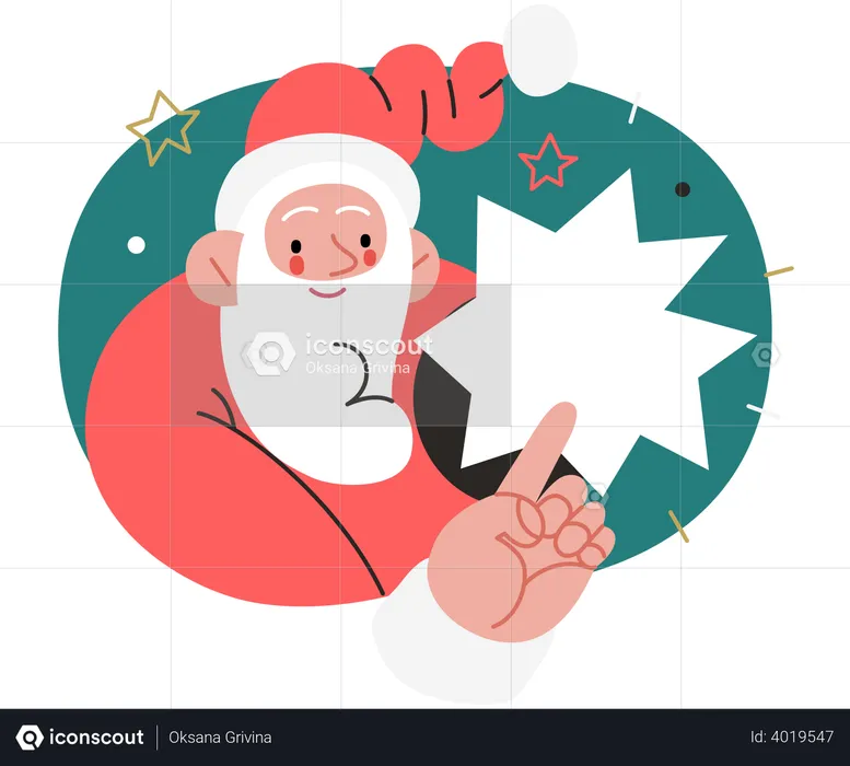 Santa holding a blank paper  Illustration