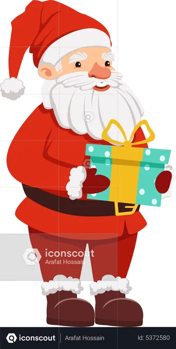 Santa holding gift  Illustration