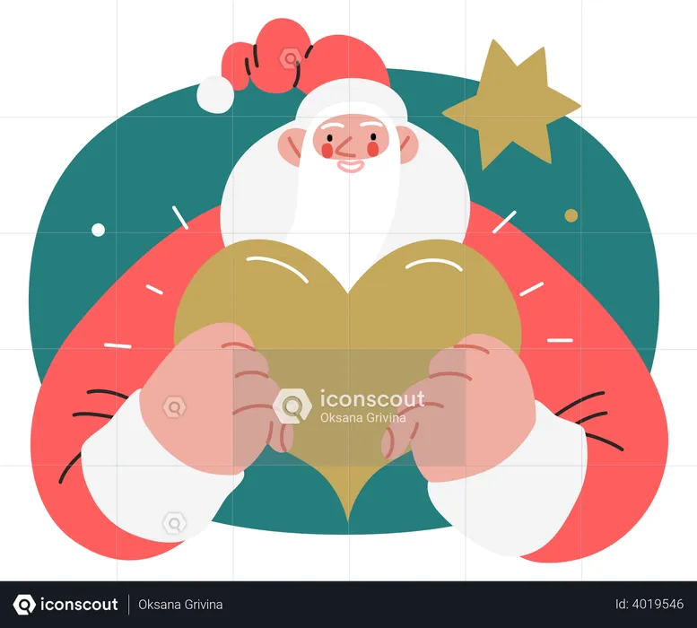 Santa holding heart  Illustration