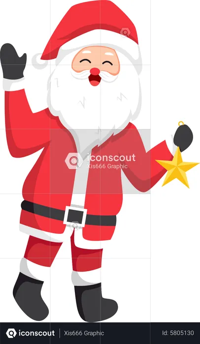Santa holding star  Illustration
