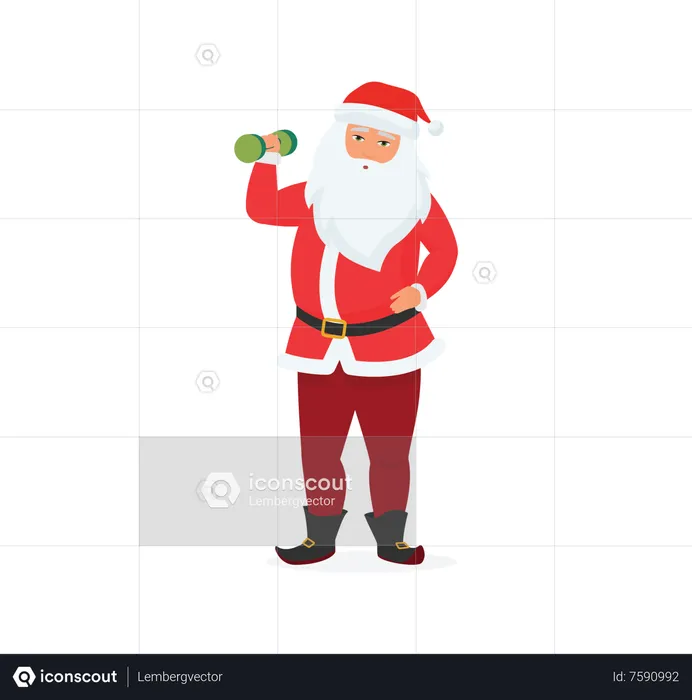 Papai noel levantando haltere  Ilustração