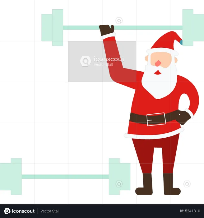 Santa lifting weights  Illustration