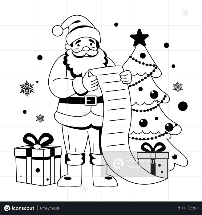 Santa looking at gift list  Illustration