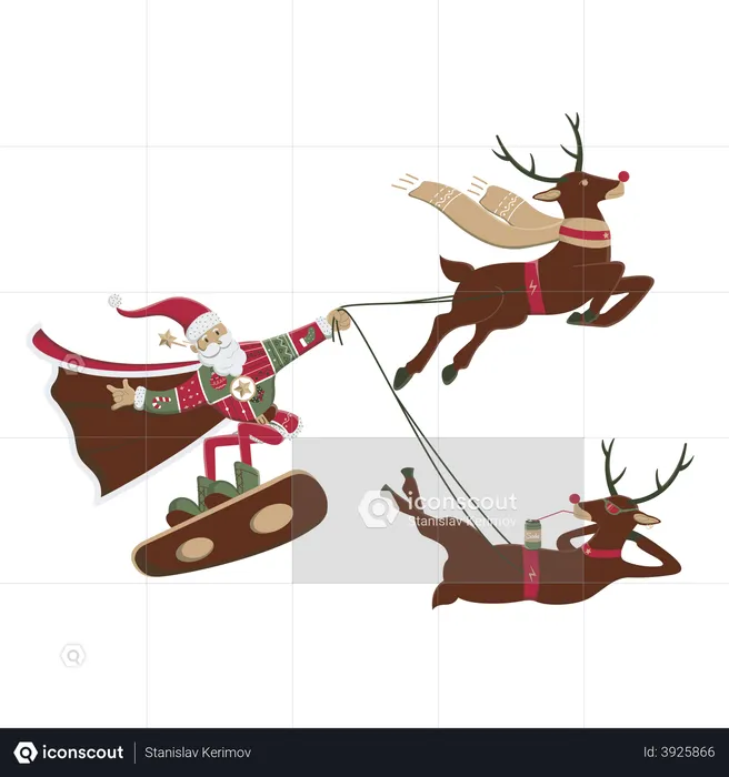 Santa on a skateboard  Illustration