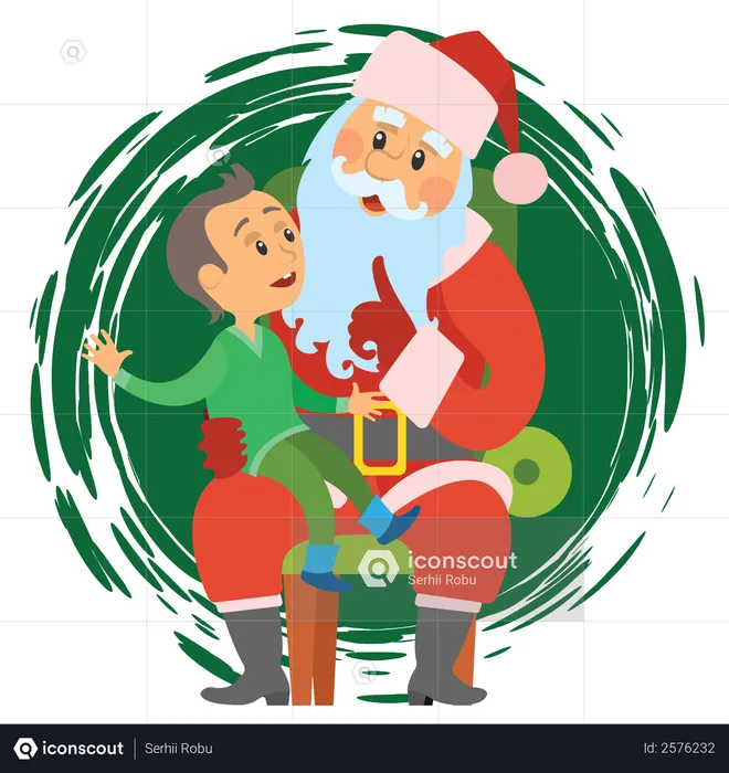 Santa pampering boy  Illustration