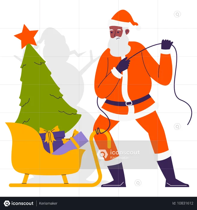 Santa preparing Snow Sleigh for gift distribution  Illustration