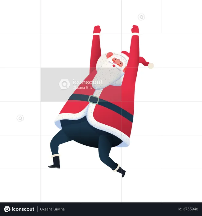 Santa raising both hands in air  Illustration