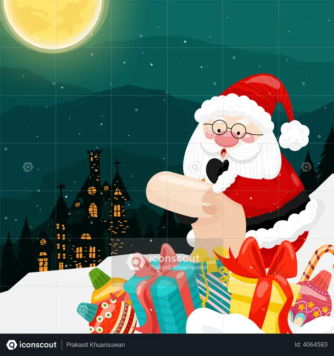 Santa reading Christmas wishlist  Illustration