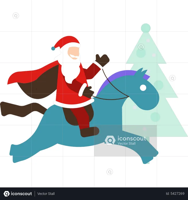 Santa riding horse  Illustration