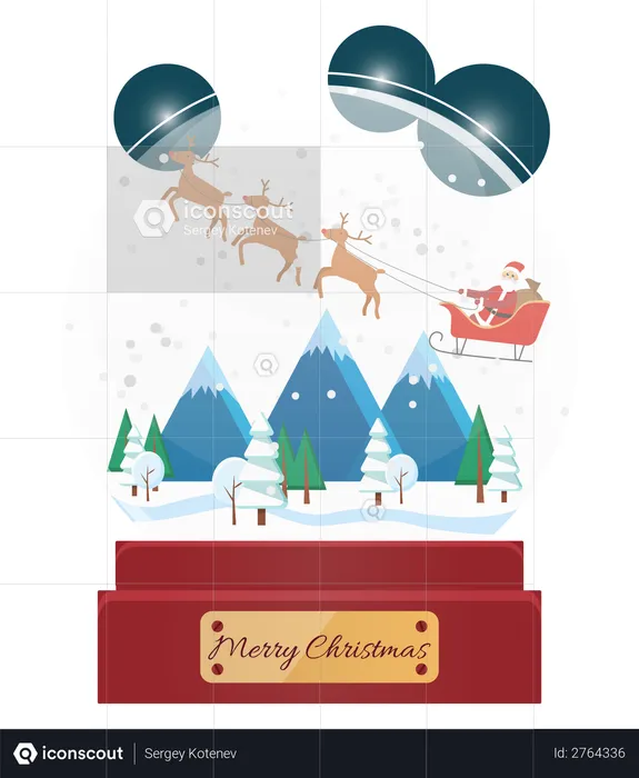 Santa riding sleigh  Illustration