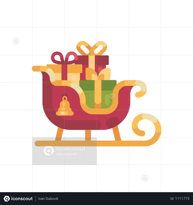 Santa's Sleigh With Presents  Illustration
