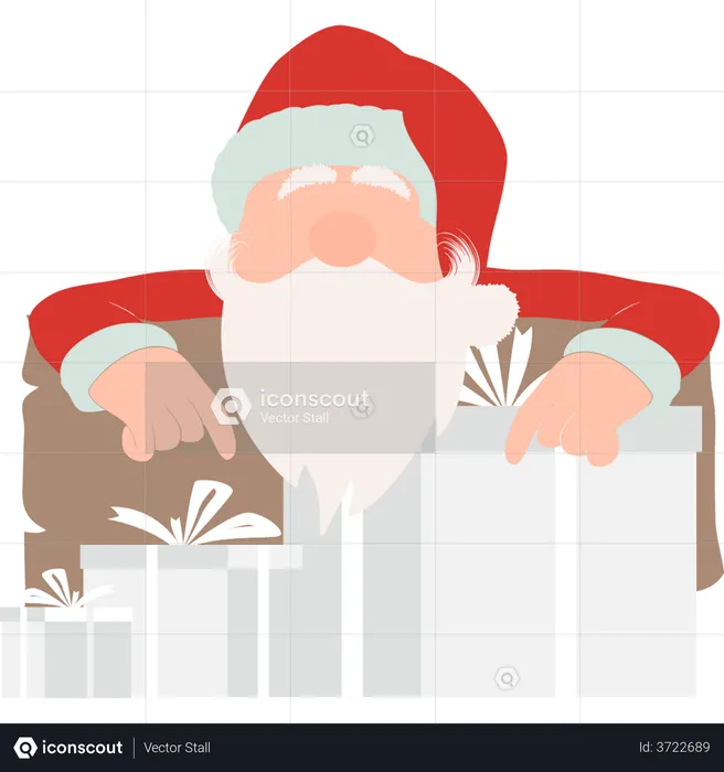 Santa showing gifts  Illustration