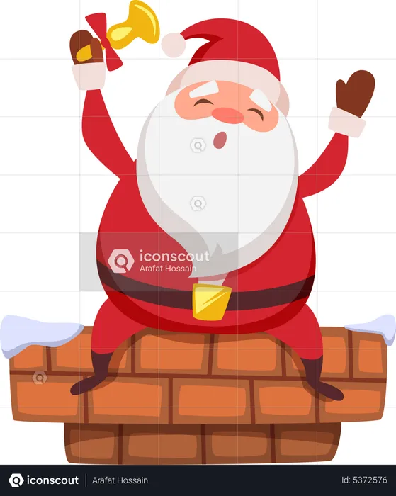 Santa sitting on chimney  Illustration