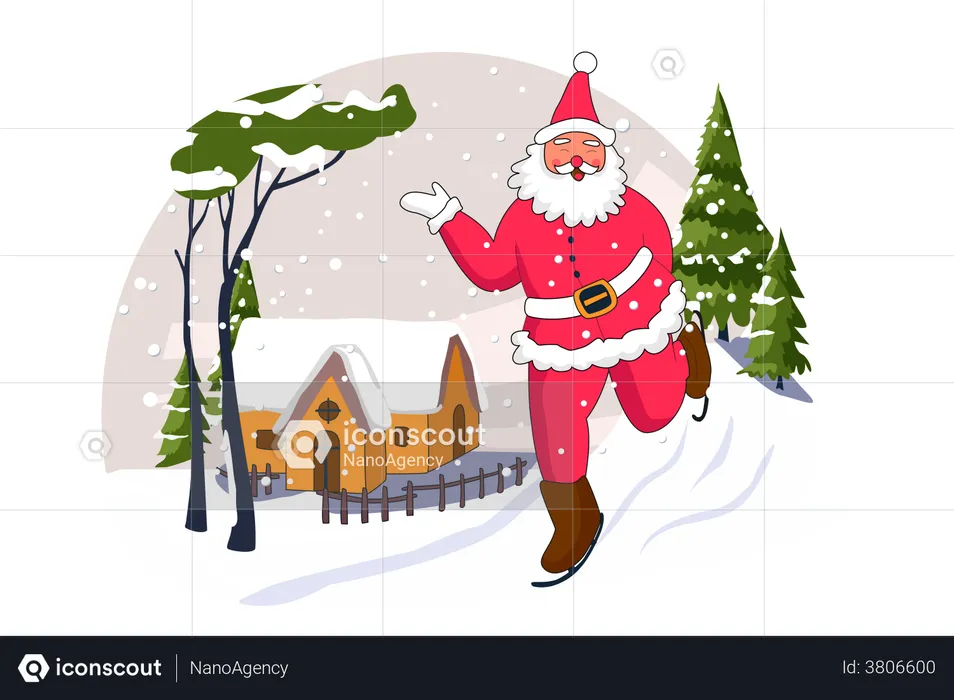 Santa skating  Illustration