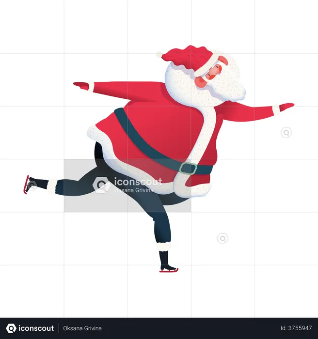 Santa skiing  Illustration