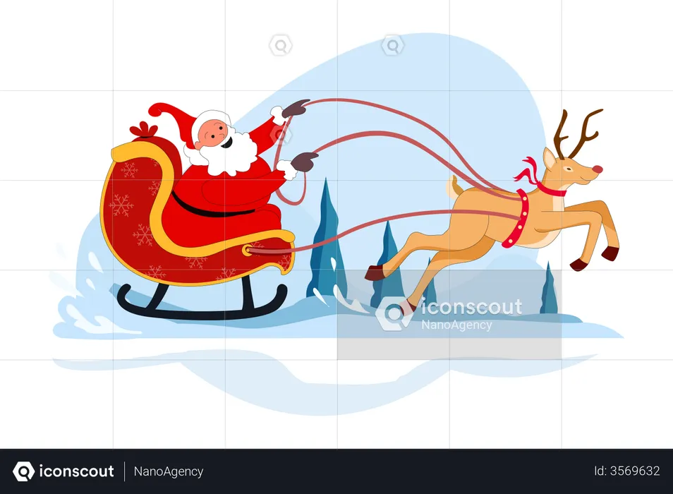 Santa Sleigh  Illustration