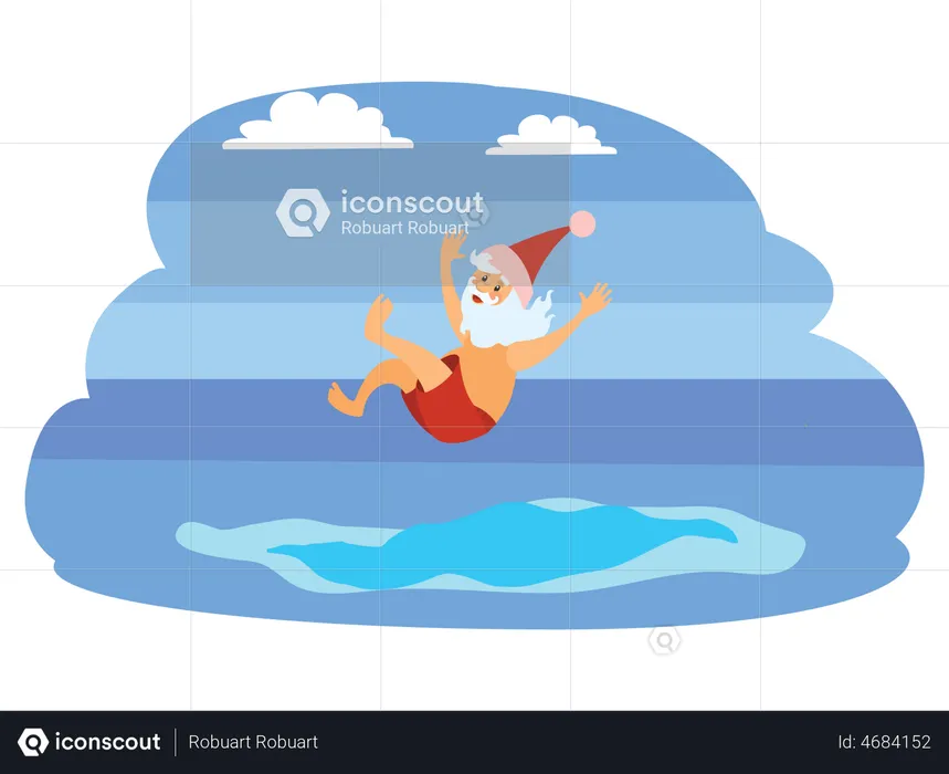 Santa Swimming  Illustration